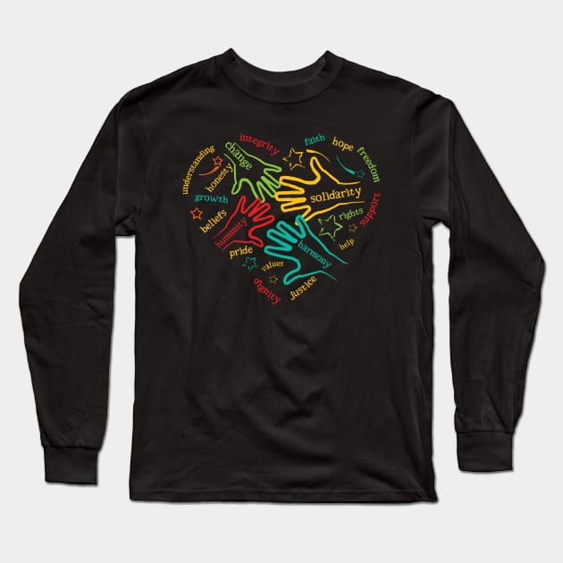 Human and Civil Rights Values Heart Shaped Long Sleeve T-Shirt by jazzworldquest